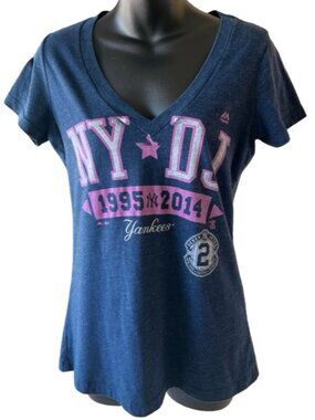 🌸4/$50🌸 NY Yankees V-Neck Tee | Derek Jeter #2 | Majestic MLB Licensed